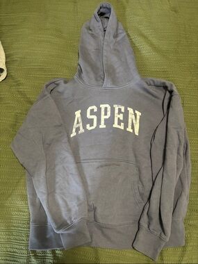 Aspen Pullover Hoodie in Dusty Blue.
